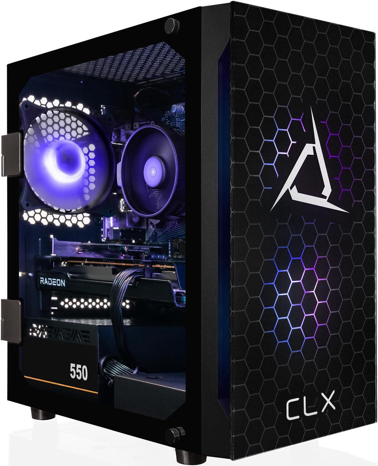 CLX SET Gaming Desktop - AMD Ryzen 5 5600 3.5GHz 6-Core Processor, 16GB DDR4 Memory, Radeon RX 6600 8GB GDDR6 Graphics 500GB NVMe M.2 SSD, 2TB HDD, WiFi, Win 11 Home 64-bit