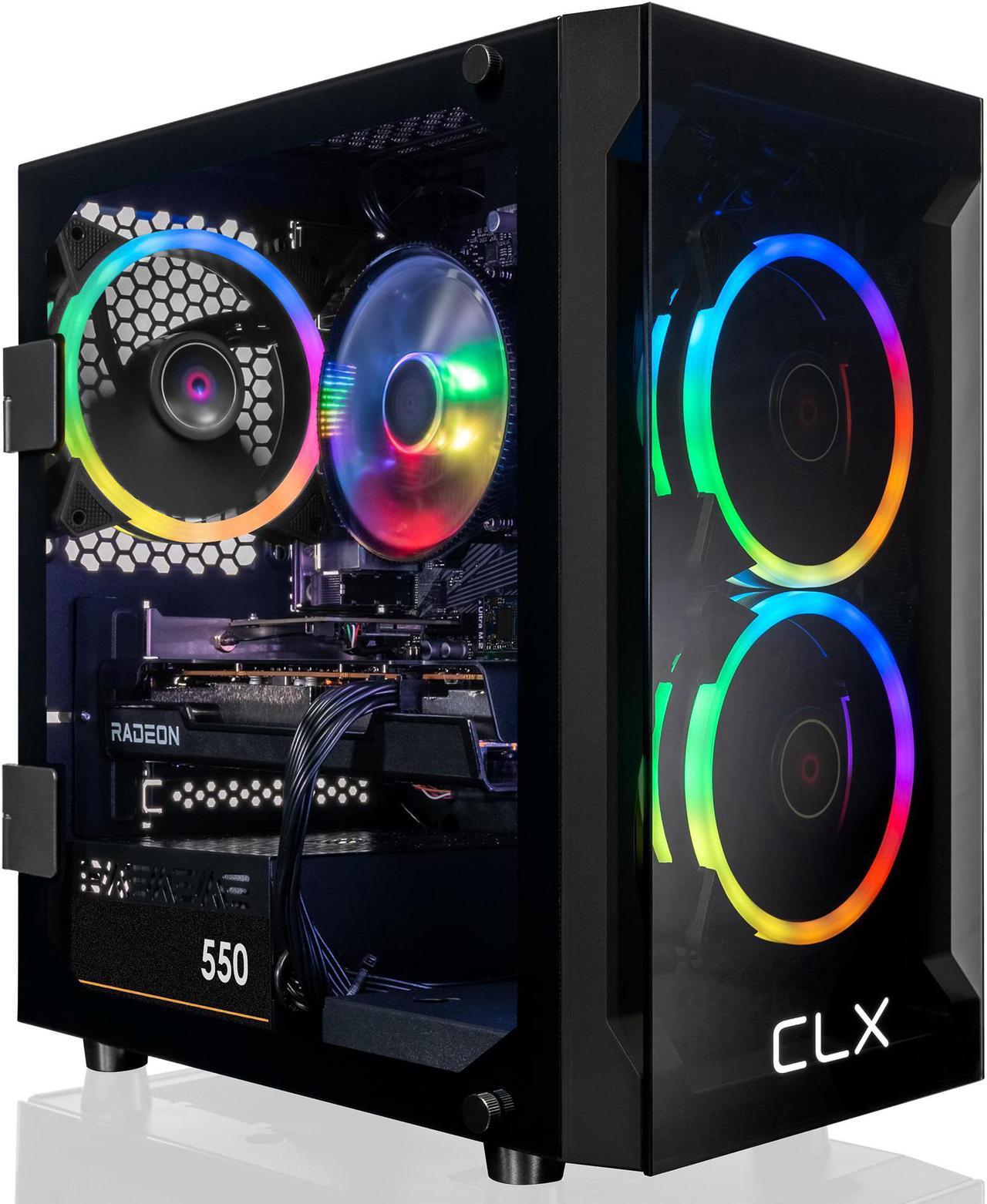 CLX SET Gaming Desktop - AMD Ryzen 7 5700X 3.4GHz 8-Core Processor, 16GB DDR4 Memory, Radeon RX 6600 8GB GDDR6 Graphics 500GB NVMe M.2 SSD, 2TB HDD, WiFi, Win 11 Home 64-bit