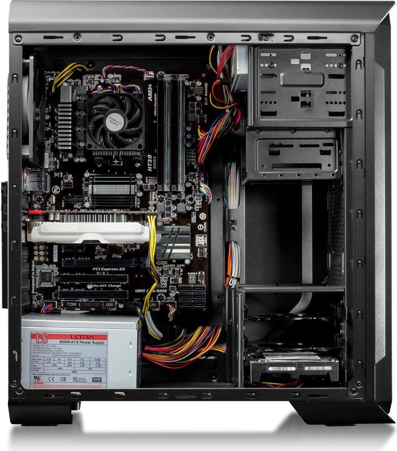 Alt view image 3 of 7 - CybertronPC Gaming Desktop Computer Rhodium (Black/Red) AMD FX-8300 3.30GHz (8 Cores) 16GB DDR3 1TB HDD NVIDIA GeForce GTX 1050 Ti 4GB GDDR5 DVD-RW Drive MS Windows 10 Home 64-Bit