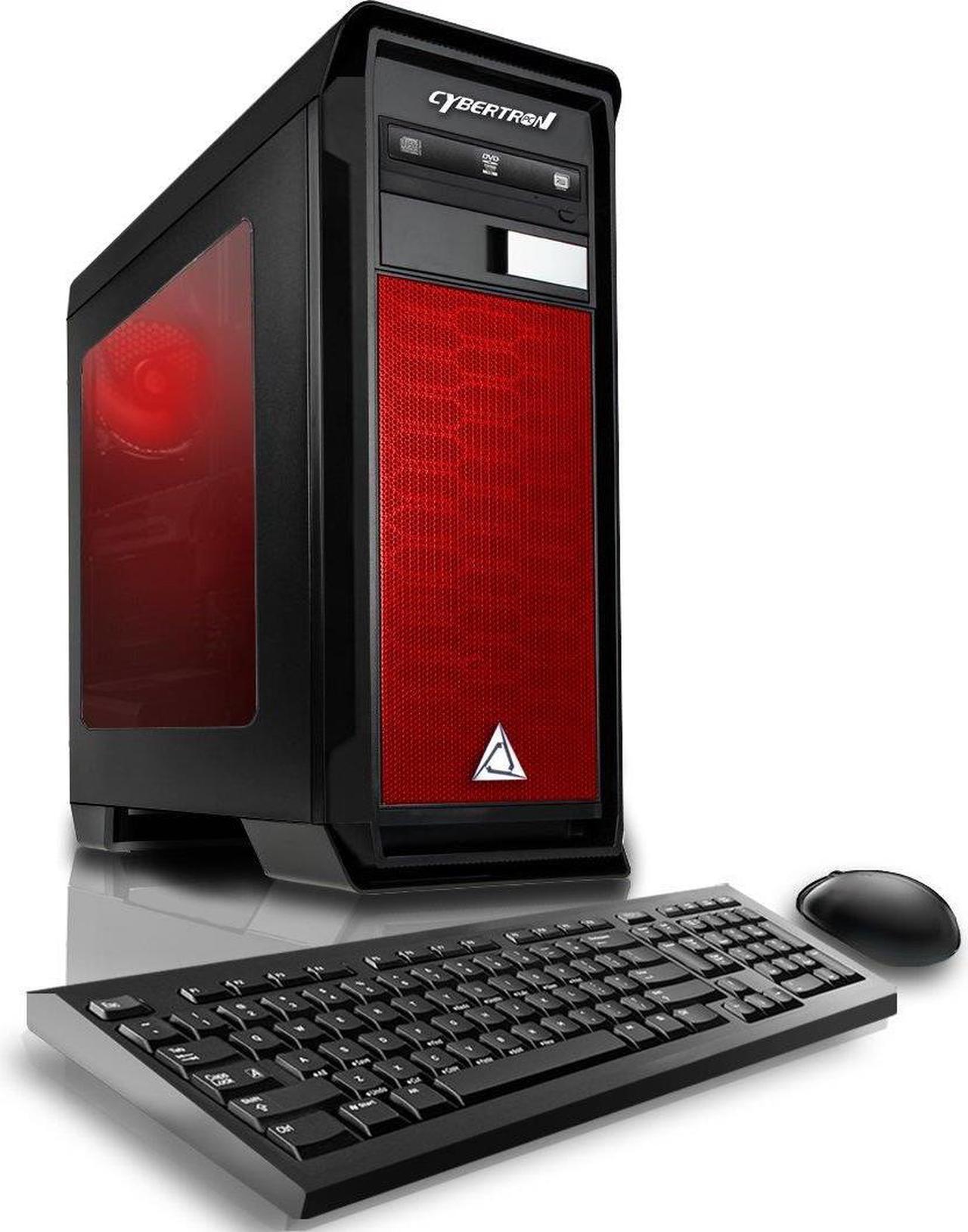 Main image of CybertronPC Gaming Desktop Computer Rhodium (Black/Red) AMD FX-8300 3.30GHz (8 Cores) 16GB DDR3 1TB HDD NVIDIA GeForce GTX 1050 Ti 4GB GDDR5 DVD-RW Drive MS Windows 10 Home 64-Bit
