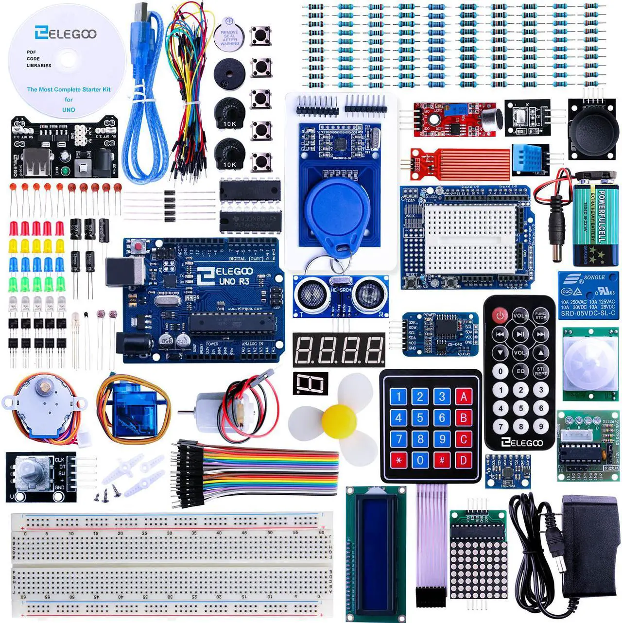 Main image of Elegoo For Arduino UNO R3 Project Most Complete Starter Kit w/ Tutorial for  MEGA2560 UNO NANO (63 Items)