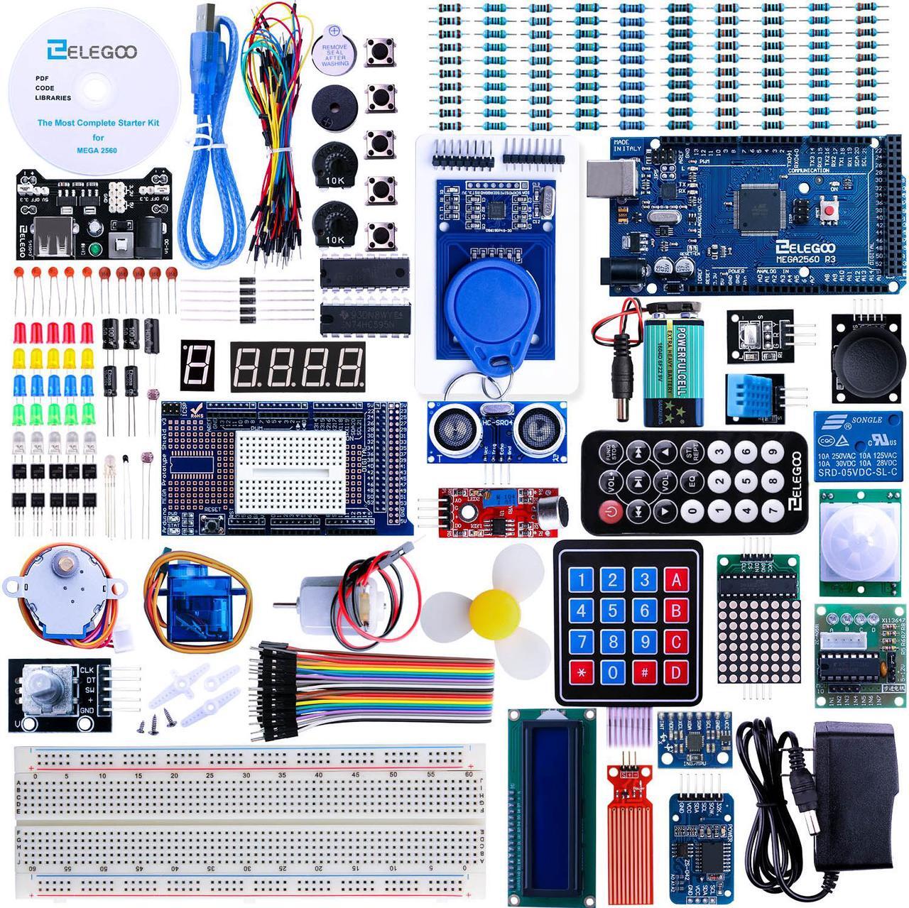 Main image of Elegoo Mega 2560 Project The Most Complete Ultimate Starter Kit w/ TUTORIAL, MEGA 2560 controller board, LCD1602, Servo, Stepper Motor for Arduino Mega2560 UNO Nano