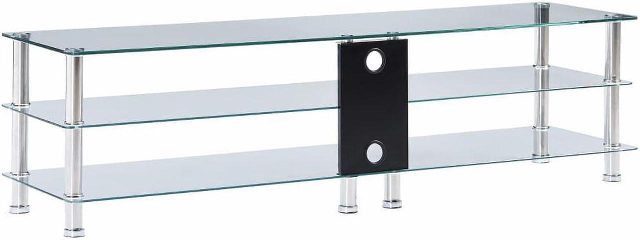 Alt view image 4 of 12 - vidaXL TV Stand Monitor Stand Desktop Stand TV Console Media Unit Glass Black