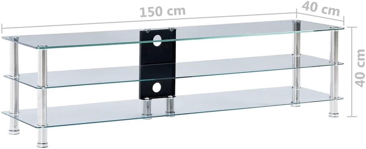 Alt view image 6 of 12 - vidaXL TV Stand Monitor Stand Desktop Stand TV Console Media Unit Glass Black