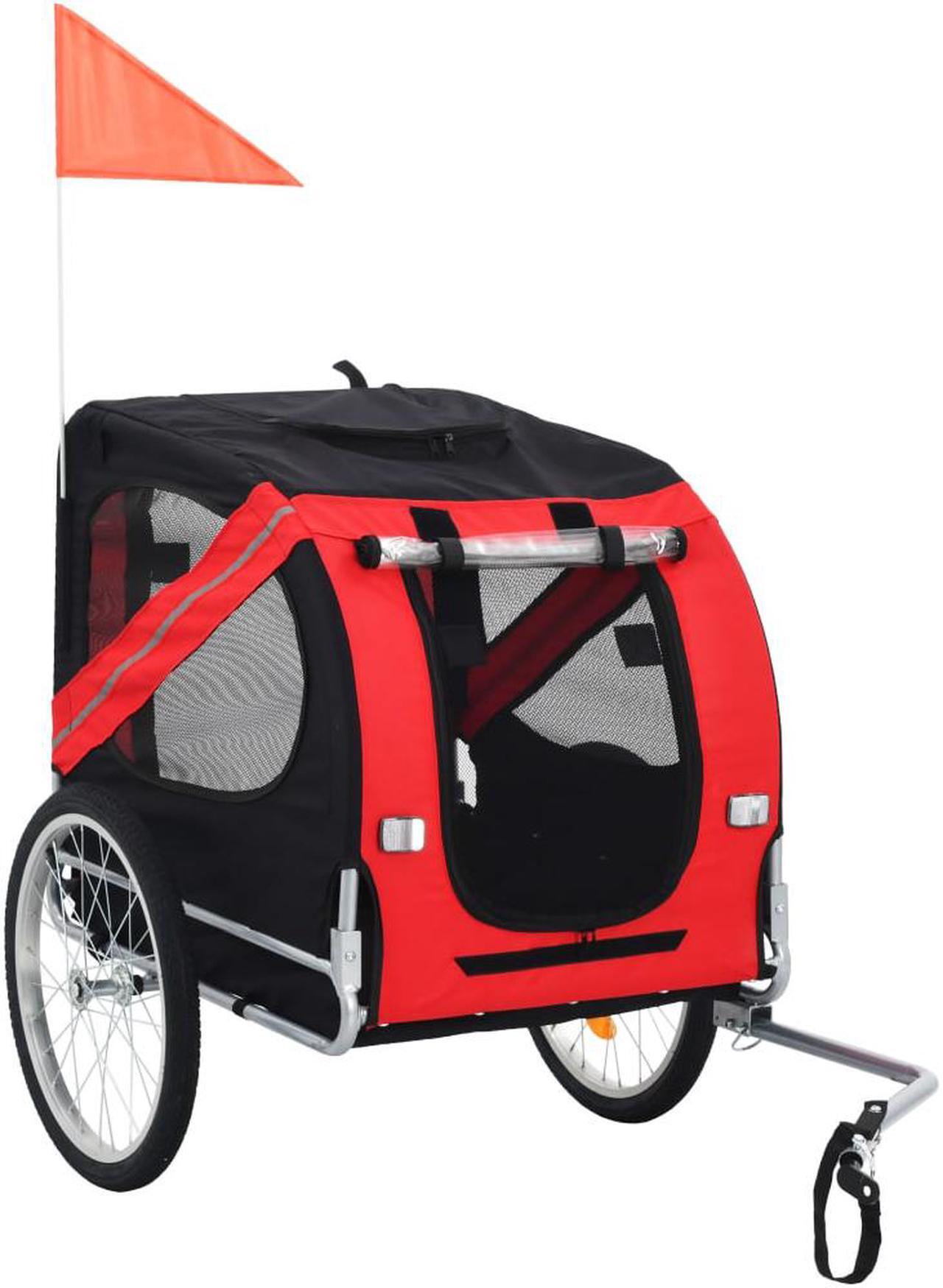 Main image of vidaXL Pet Bike Trailer Foldable Dog Bicycle Carrier Dog Buggy Red and Black