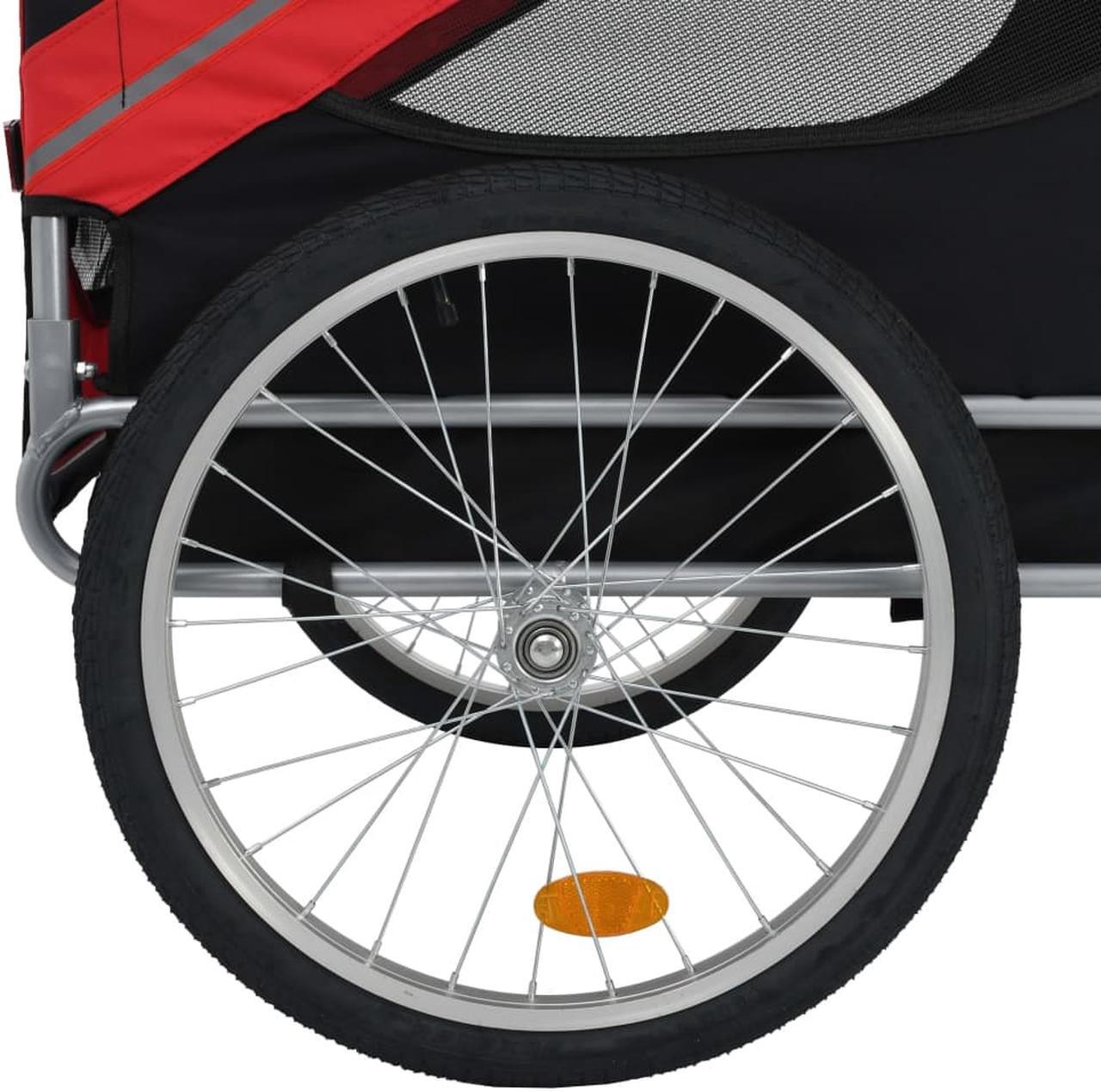 Alt view image 4 of 10 - vidaXL Pet Bike Trailer Foldable Dog Bicycle Carrier Dog Buggy Red and Black
