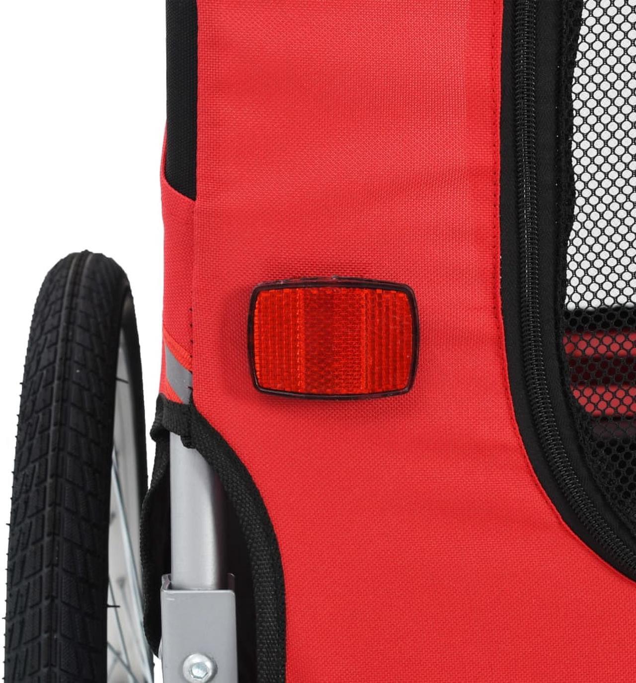 Alt view image 5 of 10 - vidaXL Pet Bike Trailer Foldable Dog Bicycle Carrier Dog Buggy Red and Black
