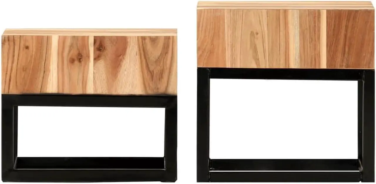 Alt view image 3 of 14 - vidaXL Side Tables 2 Pcs Coffee Table End Table Furniture Solid Acacia Wood