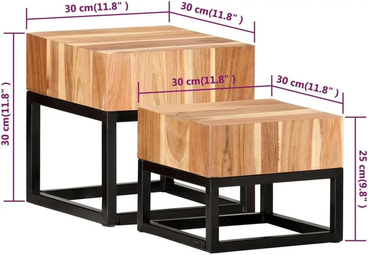 Alt view image 7 of 14 - vidaXL Side Tables 2 Pcs Coffee Table End Table Furniture Solid Acacia Wood
