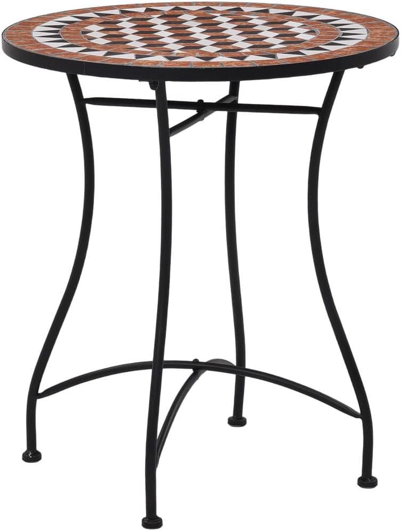 Alt view image 2 of 7 - vidaXL Patio Bistro Set 3 Piece Round Table Set Conversation Set Ceramic Tile