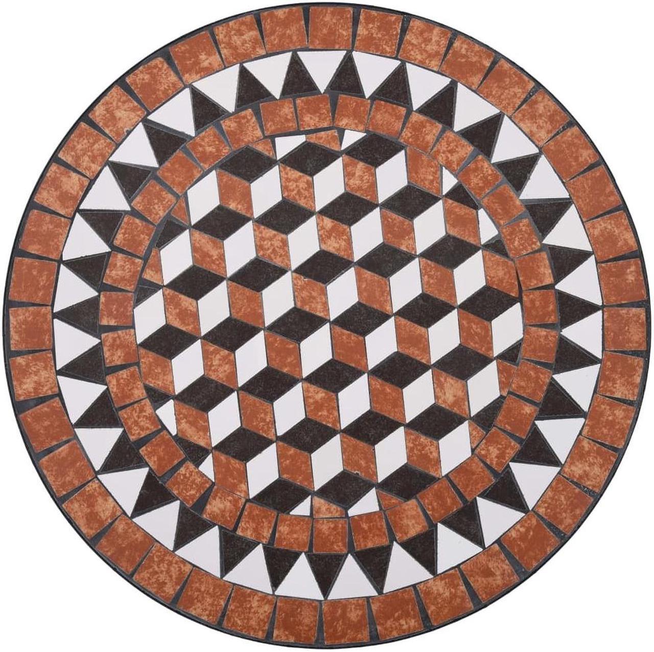 Alt view image 4 of 7 - vidaXL Patio Bistro Set 3 Piece Round Table Set Conversation Set Ceramic Tile