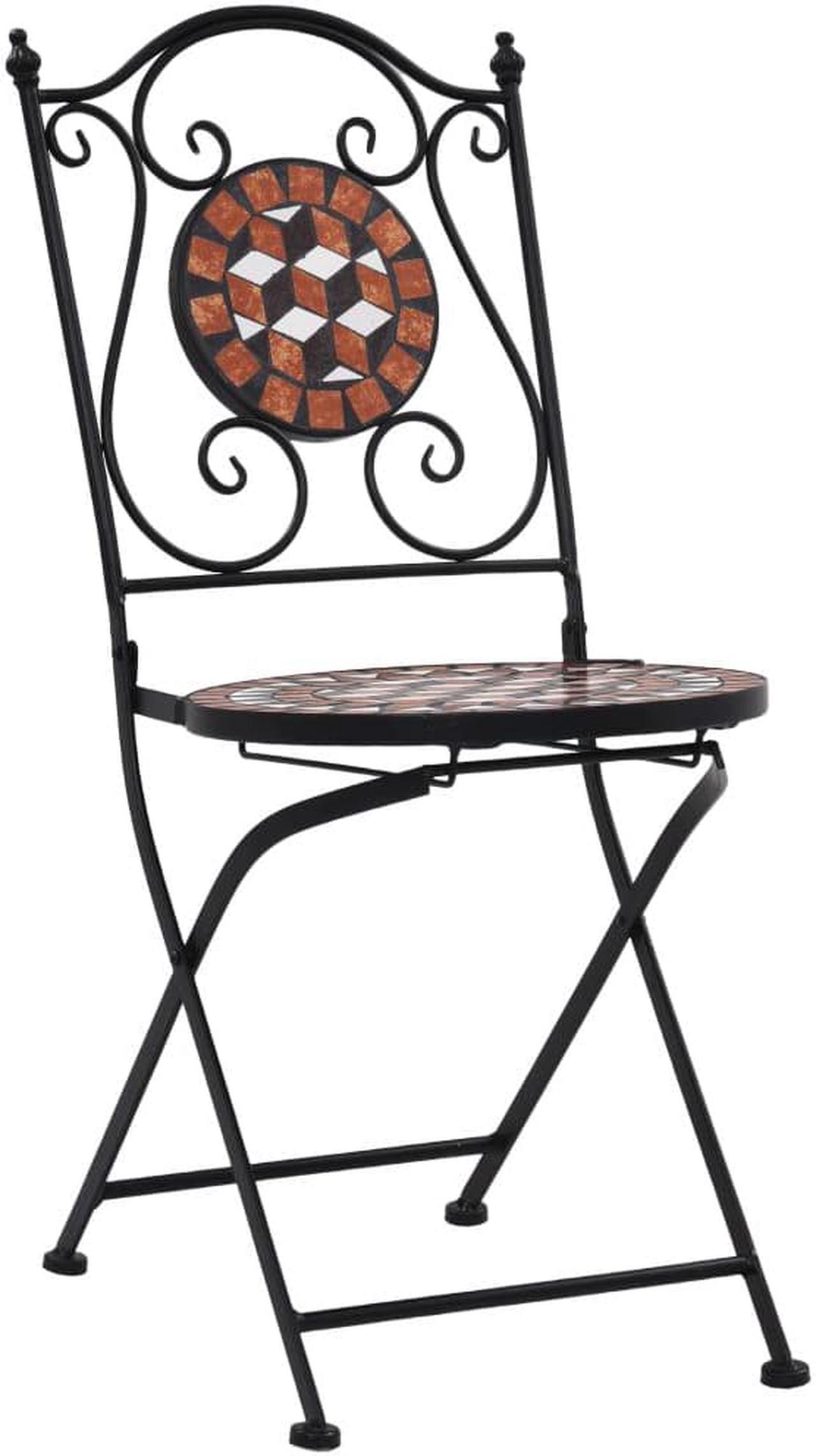 Alt view image 3 of 7 - vidaXL Patio Bistro Set 3 Piece Round Table Set Conversation Set Ceramic Tile