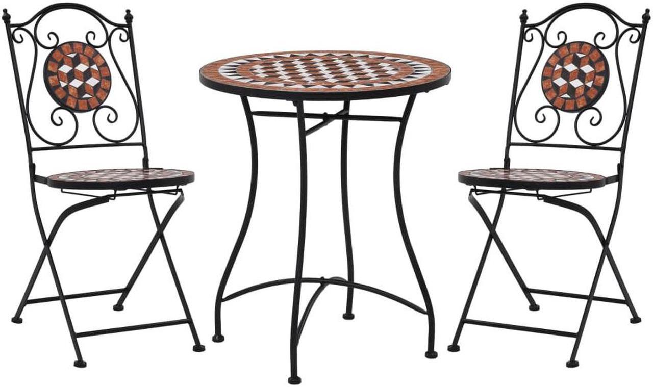 Main image of vidaXL Patio Bistro Set 3 Piece Round Table Set Conversation Set Ceramic Tile