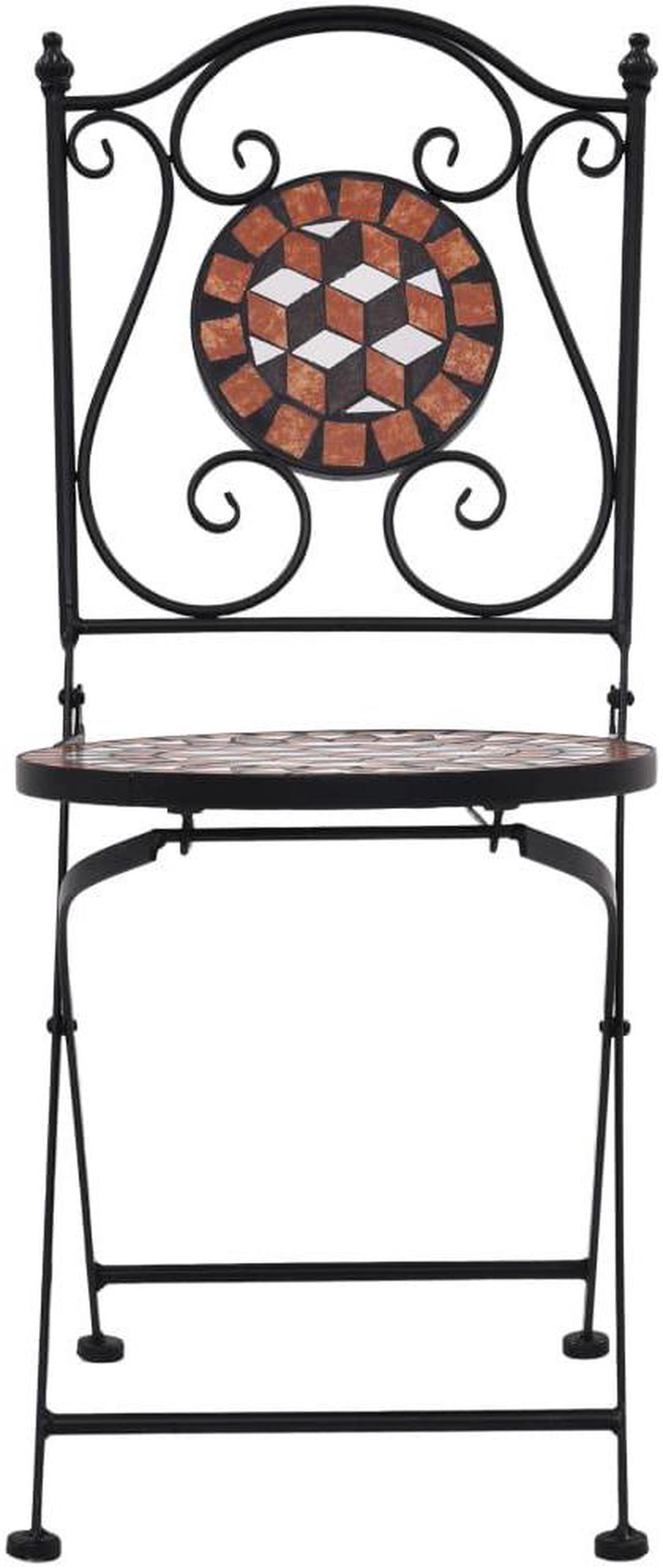Alt view image 5 of 7 - vidaXL Patio Bistro Set 3 Piece Round Table Set Conversation Set Ceramic Tile