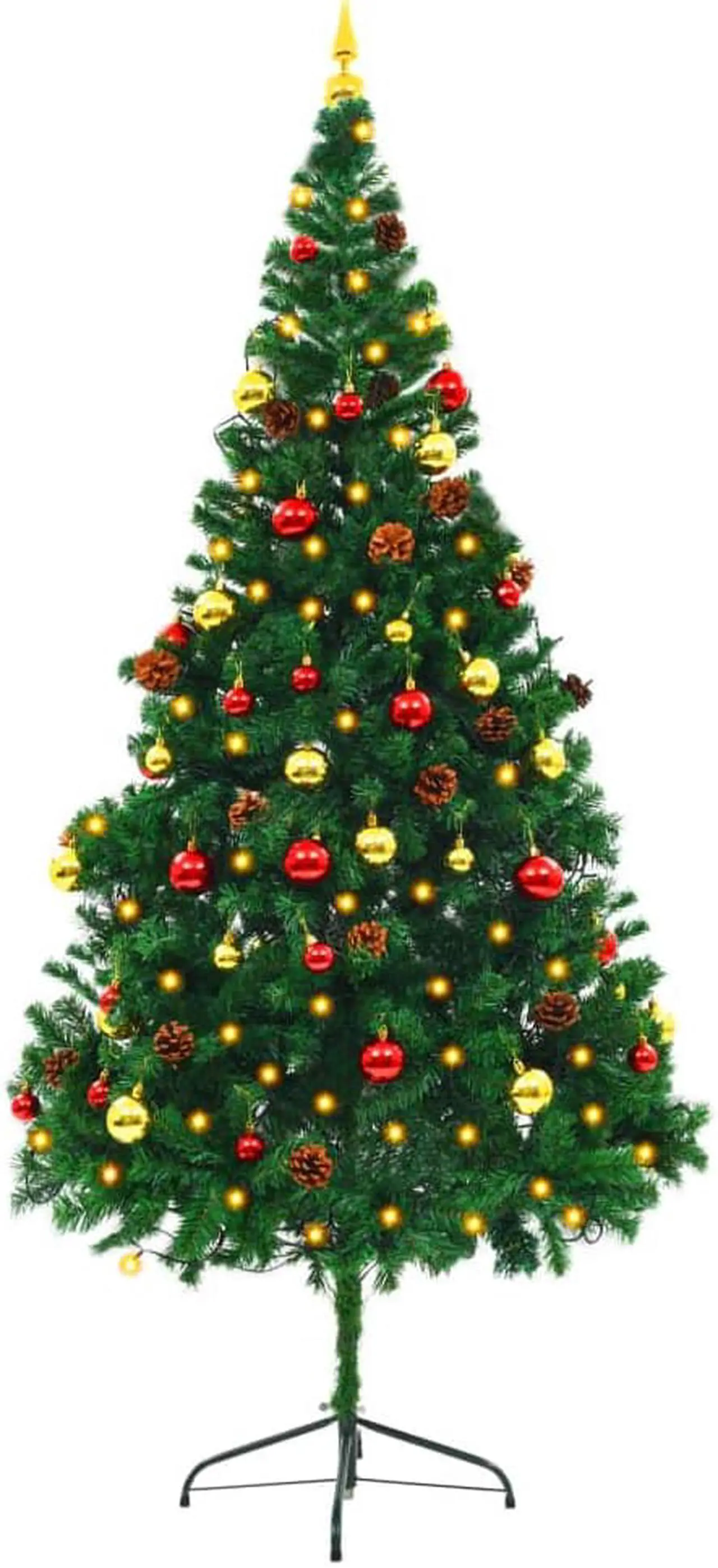 Alt view image 3 of 13 - vidaXL Artificial Pre-lit Christmas Tree with Baubles Xmas Tree Decoration Green