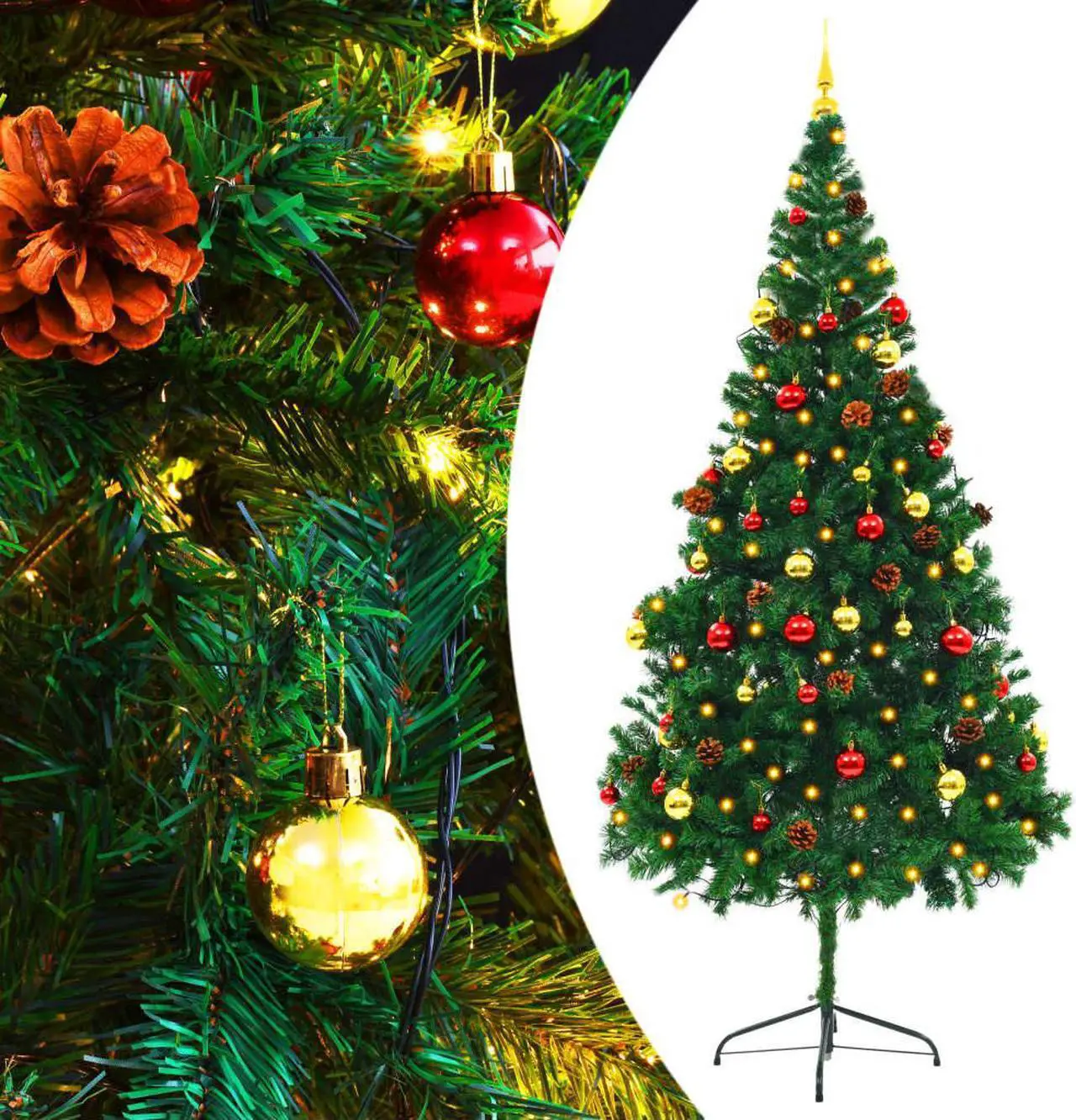 Main image of vidaXL Artificial Pre-lit Christmas Tree with Baubles Xmas Tree Decoration Green