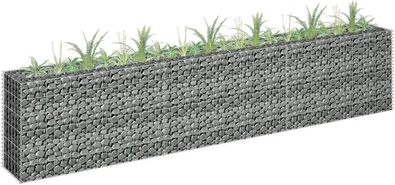 vidaXL Gabion Raised Bed Galvanized Steel 106.3"x23.6" Planter Basket Pot Wall