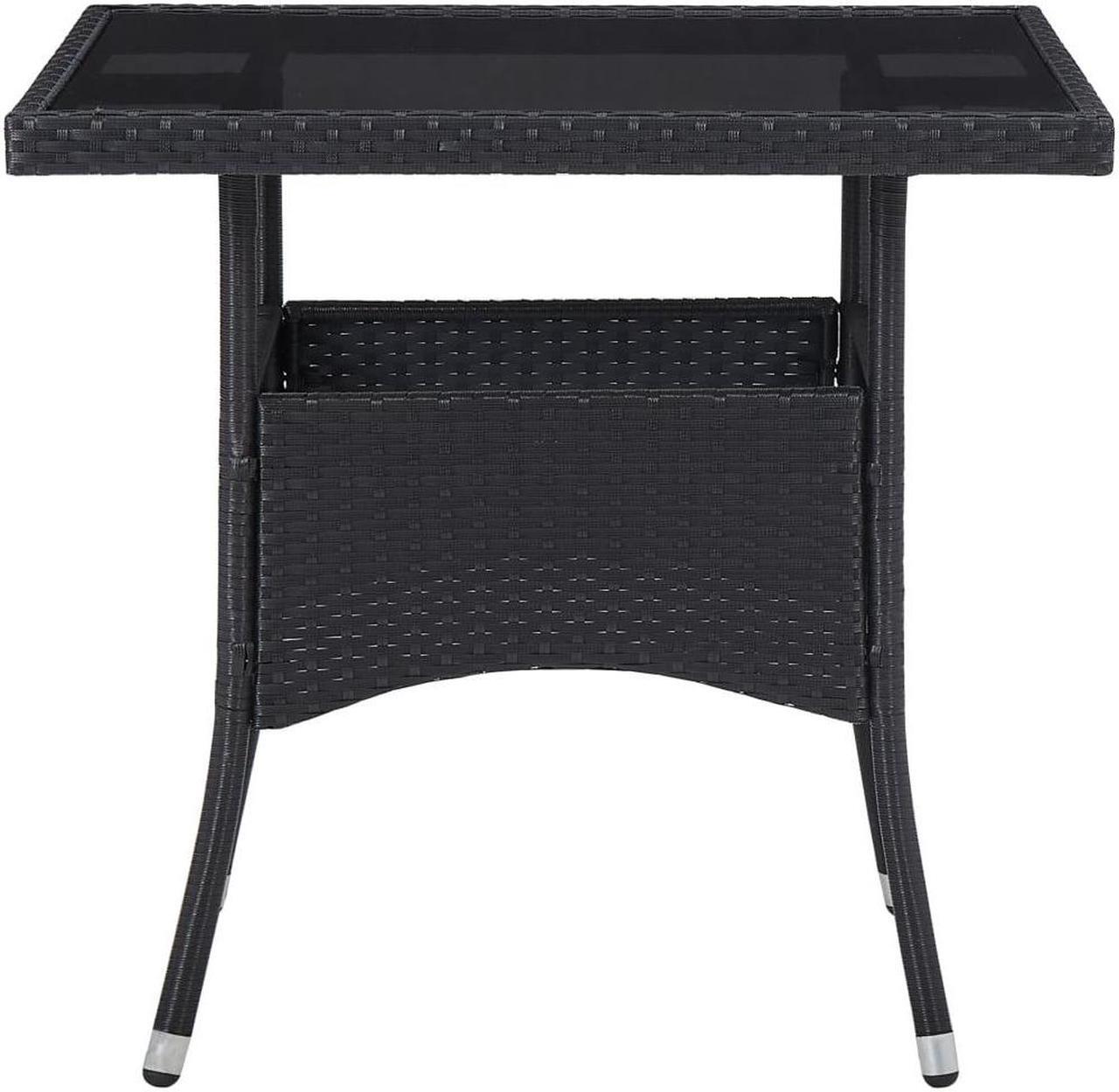 Alt view image 2 of 10 - vidaXL Outdoor Dining Table Garden Patio Table with Glass Top PE Rattan Black