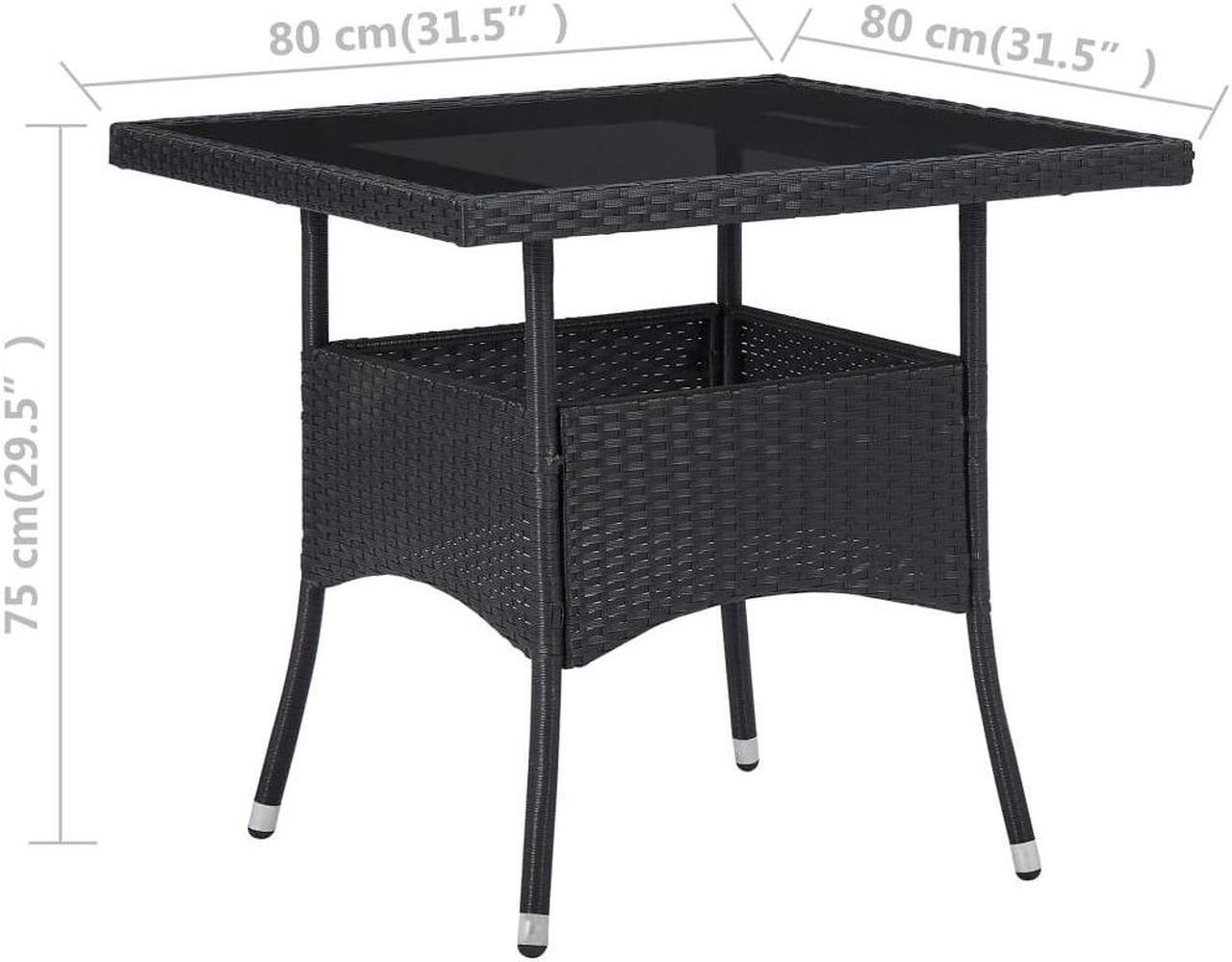 Alt view image 4 of 10 - vidaXL Outdoor Dining Table Garden Patio Table with Glass Top PE Rattan Black