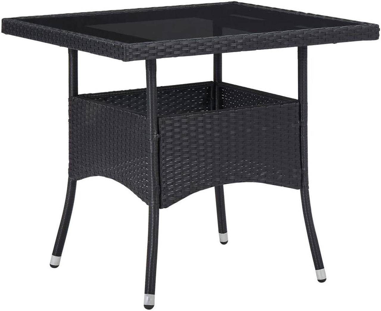 Main image of vidaXL Outdoor Dining Table Garden Patio Table with Glass Top PE Rattan Black