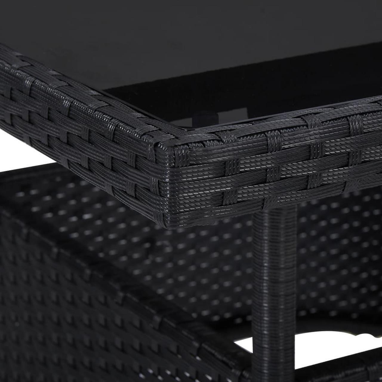 Alt view image 3 of 10 - vidaXL Outdoor Dining Table Garden Patio Table with Glass Top PE Rattan Black