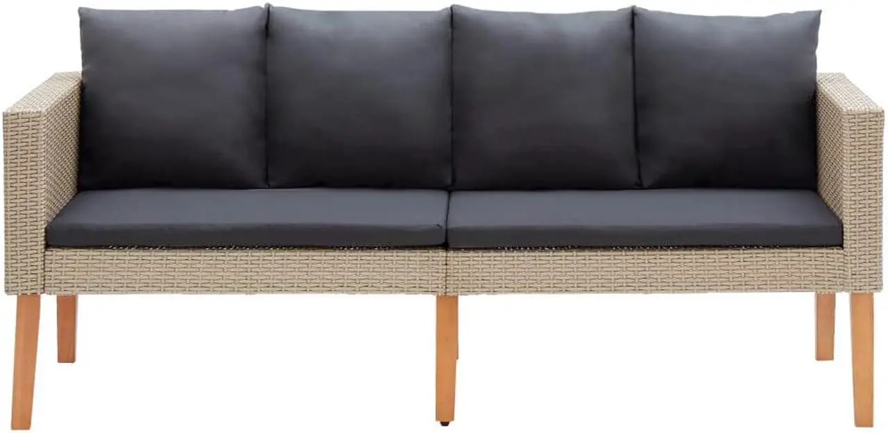 Alt view image 3 of 7 - vidaXL Patio Furniture Set Sectional Sofa Couch 6 Piece Poly Rattan Brown