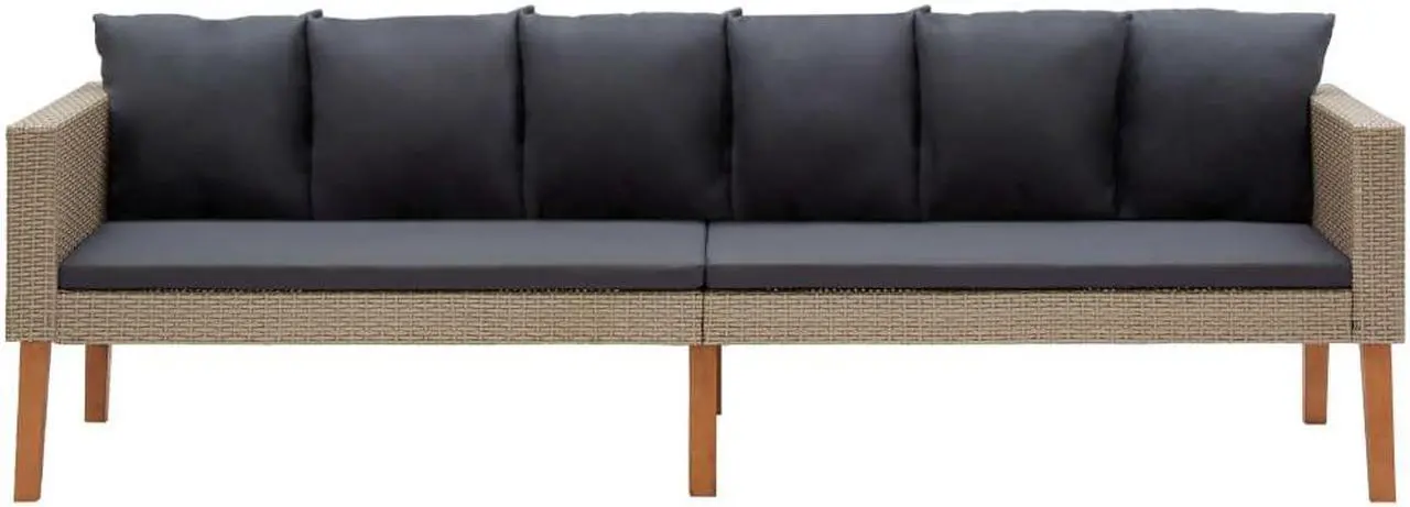 Alt view image 7 of 7 - vidaXL Patio Furniture Set Sectional Sofa Couch 6 Piece Poly Rattan Brown