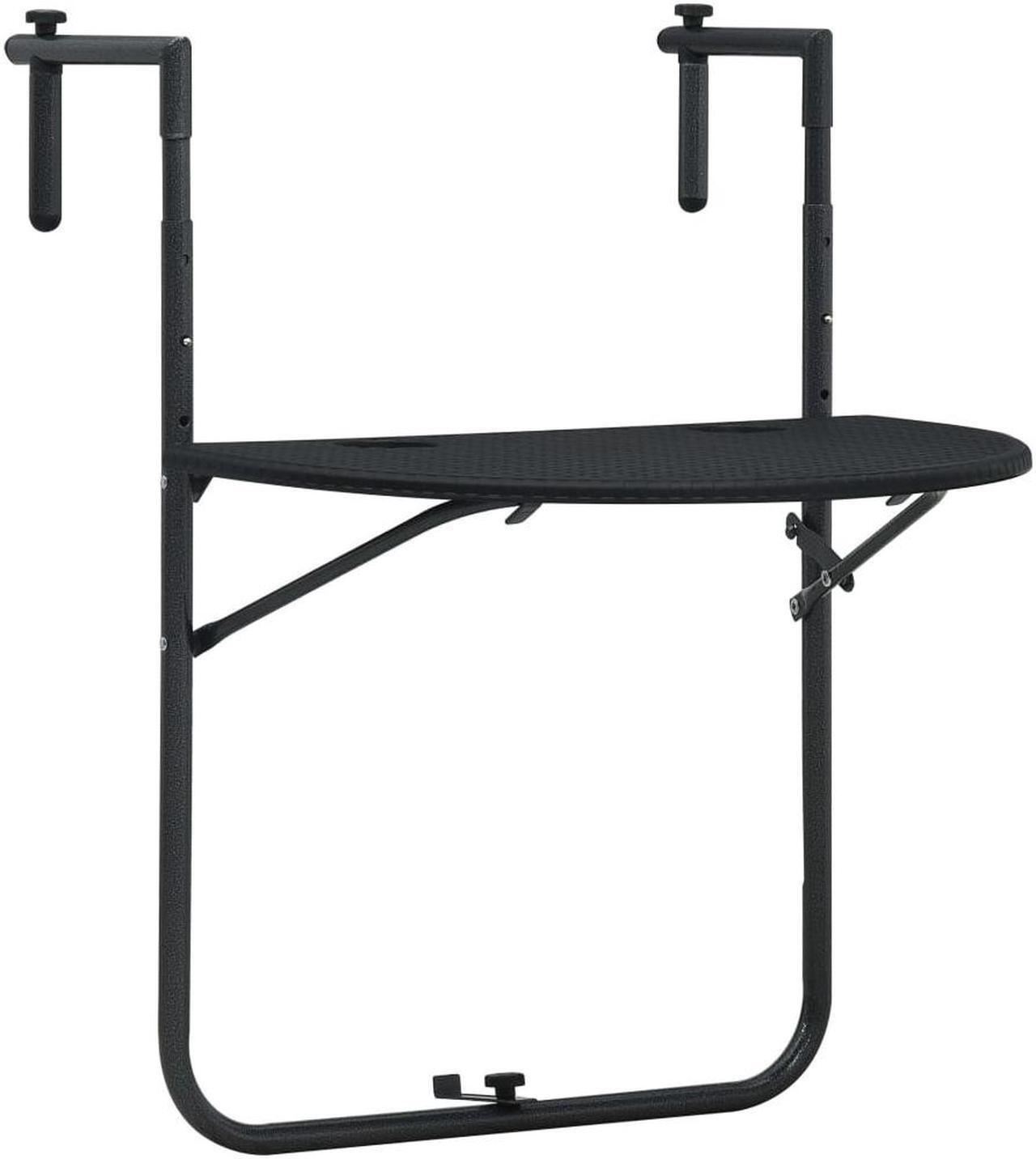 Main image of vidaXL Balcony Table Folding Outdoor Table Patio Railing Table Plastic Black