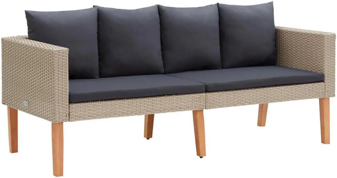 Alt view image 4 of 7 - vidaXL Patio Furniture Set Sectional Sofa Couch 6 Piece Poly Rattan Brown