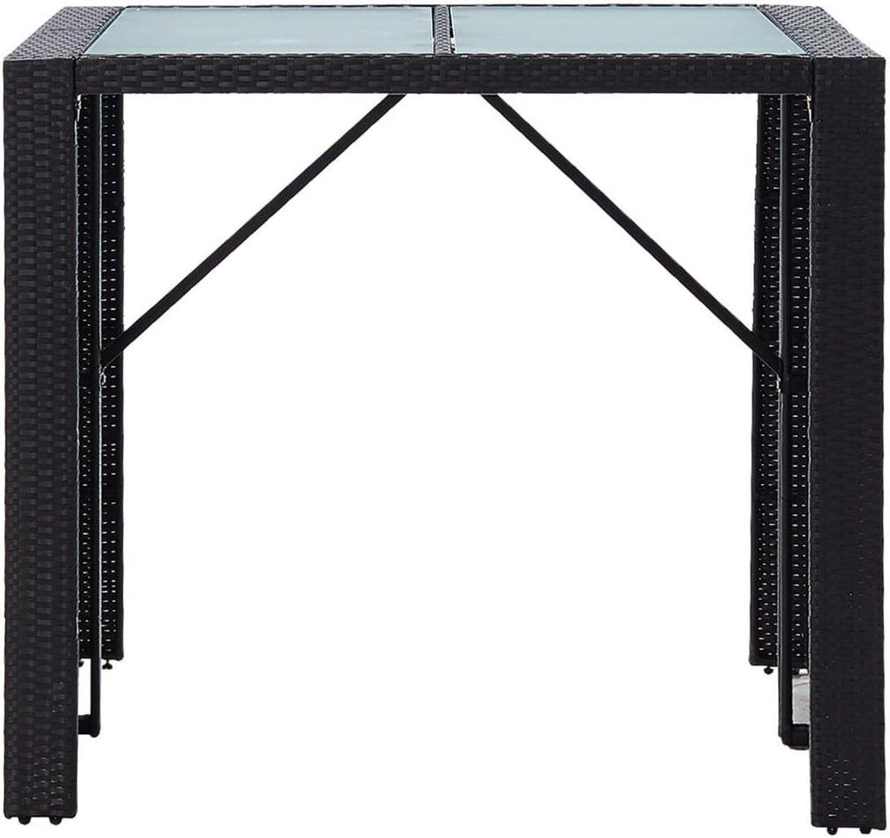 Alt view image 5 of 7 - vidaXL Patio Bar Set 5 Piece Outdoor Bar Table Stools Rattan and Glass Black