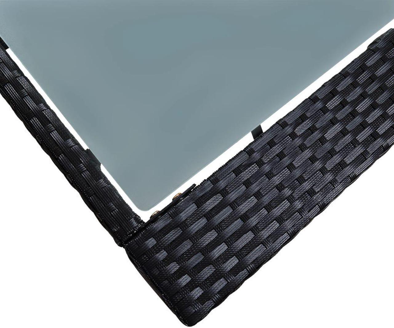 Alt view image 6 of 7 - vidaXL Patio Bar Set 5 Piece Outdoor Bar Table Stools Rattan and Glass Black