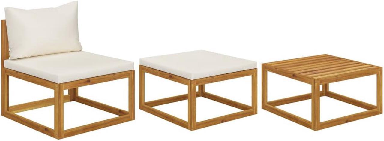 Main image of vidaXL Patio Lounge Set 3 Piece Sectional Sofa with Cushions Solid Acacia Wood