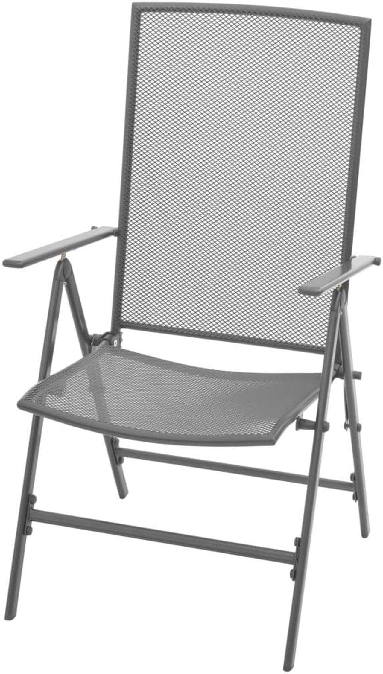 Alt view image 9 of 16 - vidaXL Stackable Patio Chairs 2 Pcs Stack Chair with Metal Frame Steel Gray