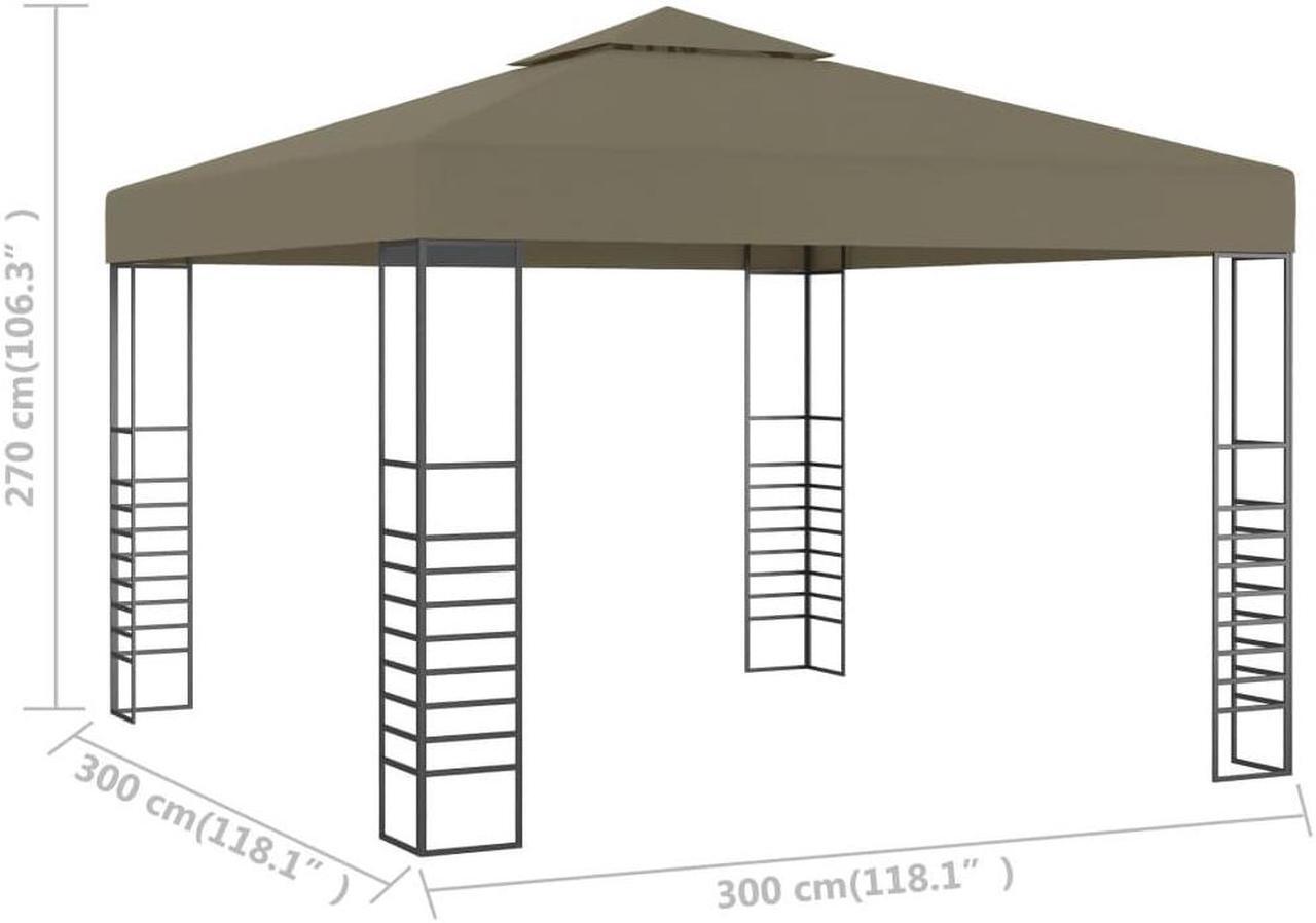 Alt view image 5 of 7 - vidaXL Gazebo Outdoor Canopy Patio Pavilion Sunshade Shelter Party Tent Taupe