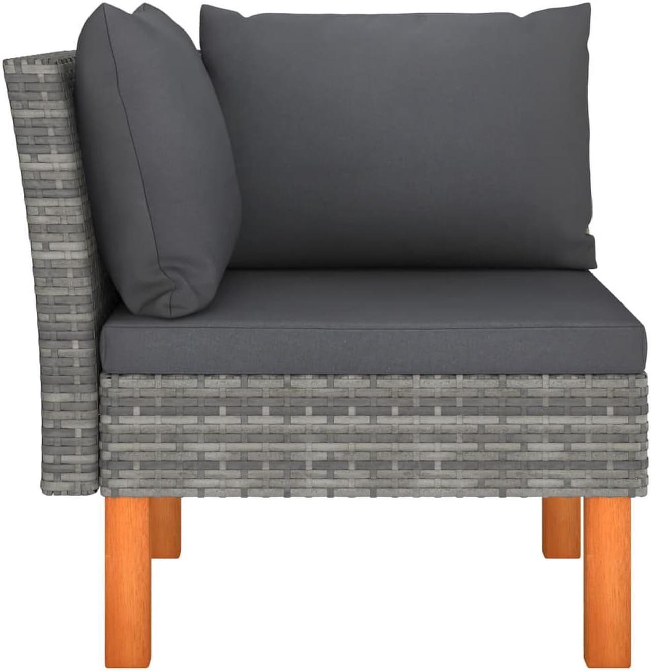 Alt view image 2 of 13 - vidaXL Corner Sofa Sectional Sofa with Cushions for Garden Solid Wood PE Rattan