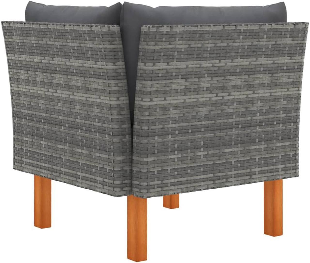 Alt view image 3 of 13 - vidaXL Corner Sofa Sectional Sofa with Cushions for Garden Solid Wood PE Rattan