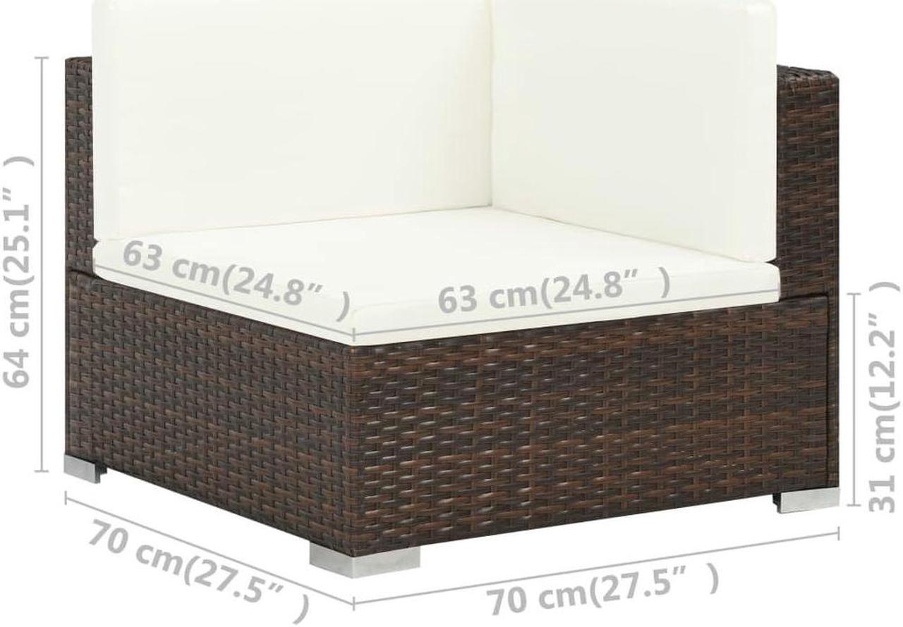 Alt view image 7 of 7 - vidaXL Patio Dining Set 6 Piece Table Chair with Cushions Poly Rattan Black