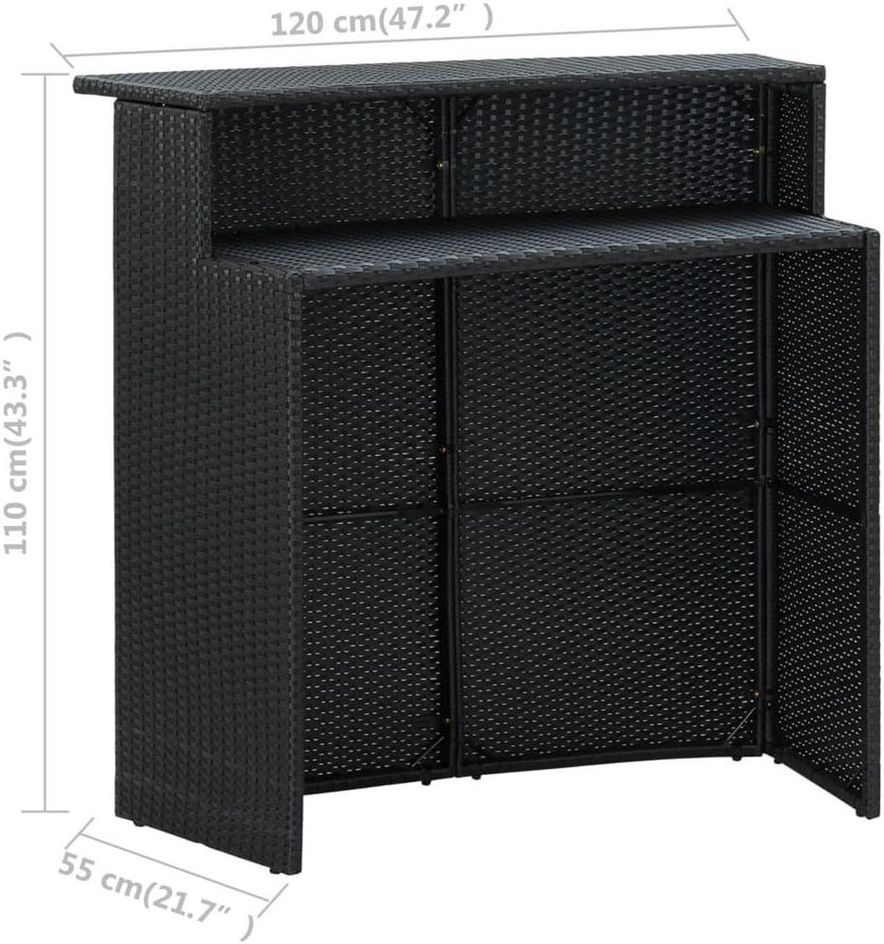 Alt view image 4 of 7 - vidaXL Patio Bar Set 3 Piece Bar Table and Stools Patio Furniture Set Black