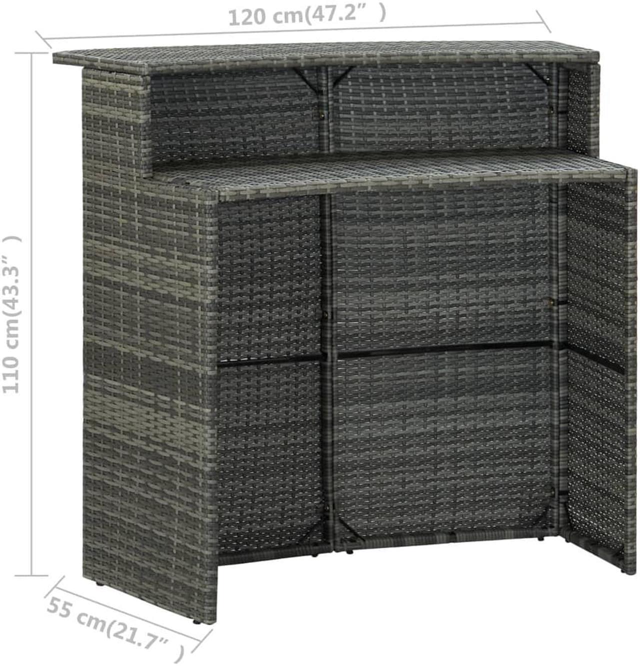 Alt view image 4 of 7 - vidaXL Patio Bar Set 3 Piece Bar Table and Stools Patio Furniture Set Gray