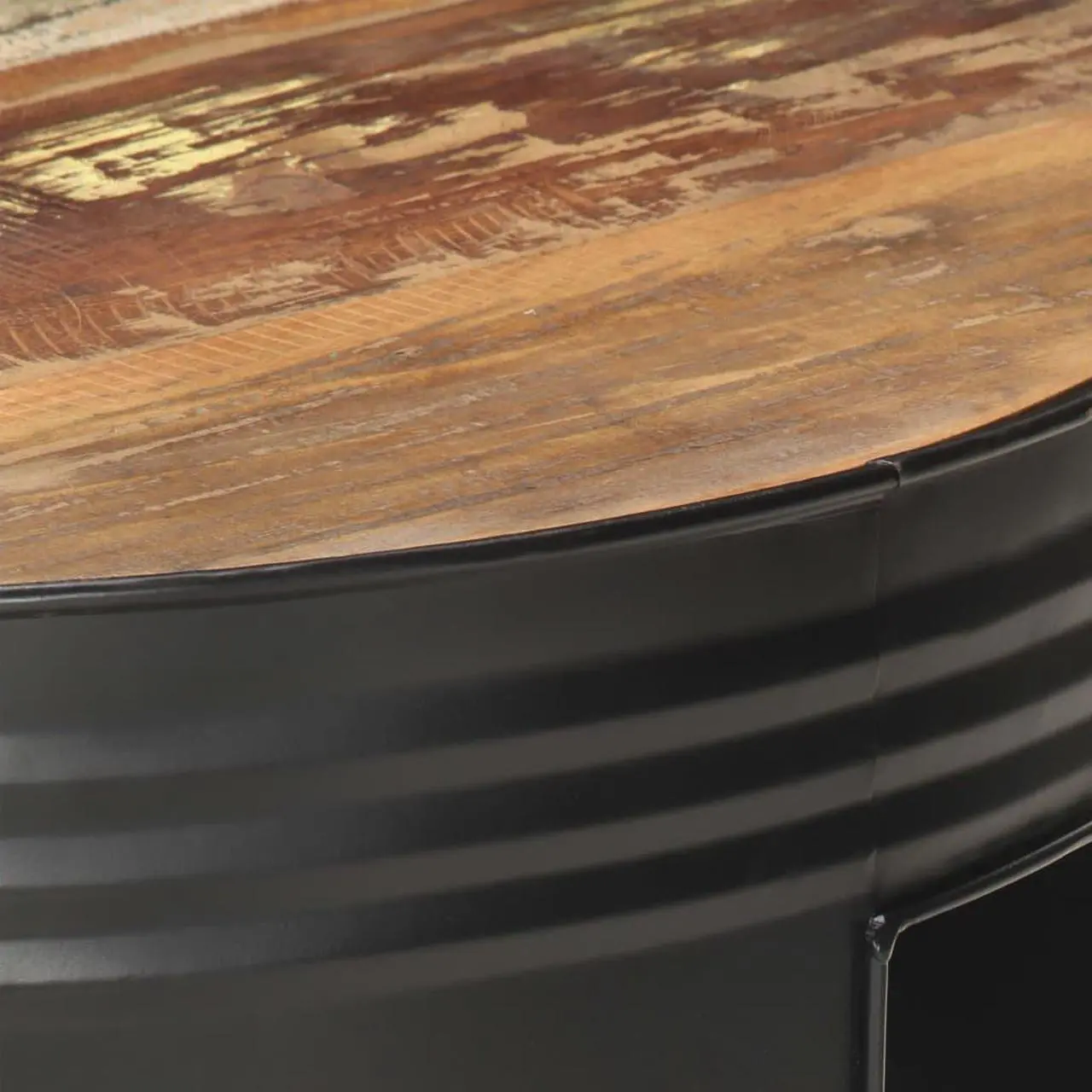 Alt view image 8 of 15 - vidaXL Coffee Table Black  26.8"x26.8"x14.2" Solid Reclaimed Wood