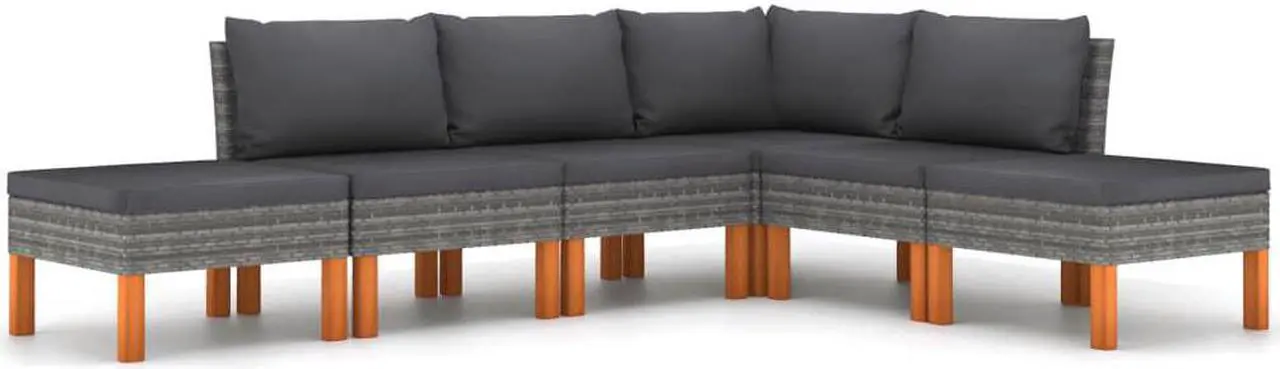 Main image of vidaXL Patio Lounge Set 6 Piece Sectional Sofa Couch Footrest with Cushions