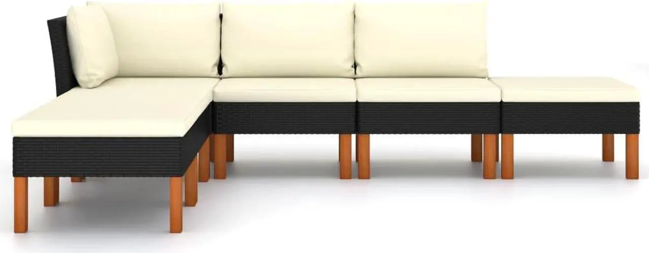 Alt view image 2 of 7 - vidaXL Patio Lounge Set 6 Piece Sectional Sofa Couch Footrest with Cushions