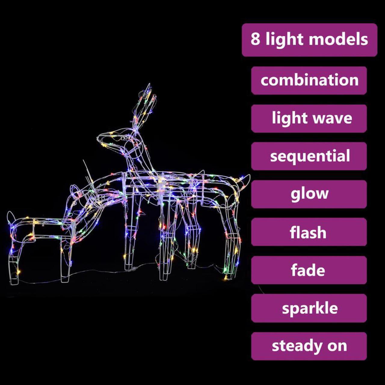 Alt view image 4 of 13 - vidaXL Christmas Reindeers 3 Pcs Christmas Lighting Decoration Multicolor