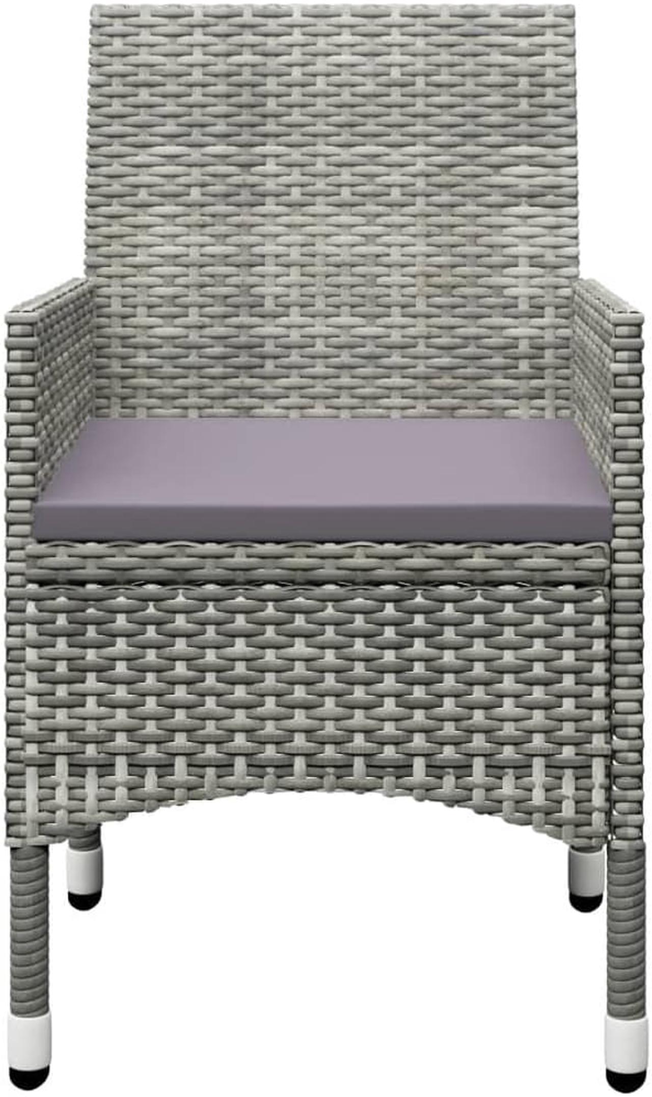 Alt view image 5 of 7 - vidaXL Patio Bistro Set Table 3 Piece Poly Rattan and Tempered Glass Gray
