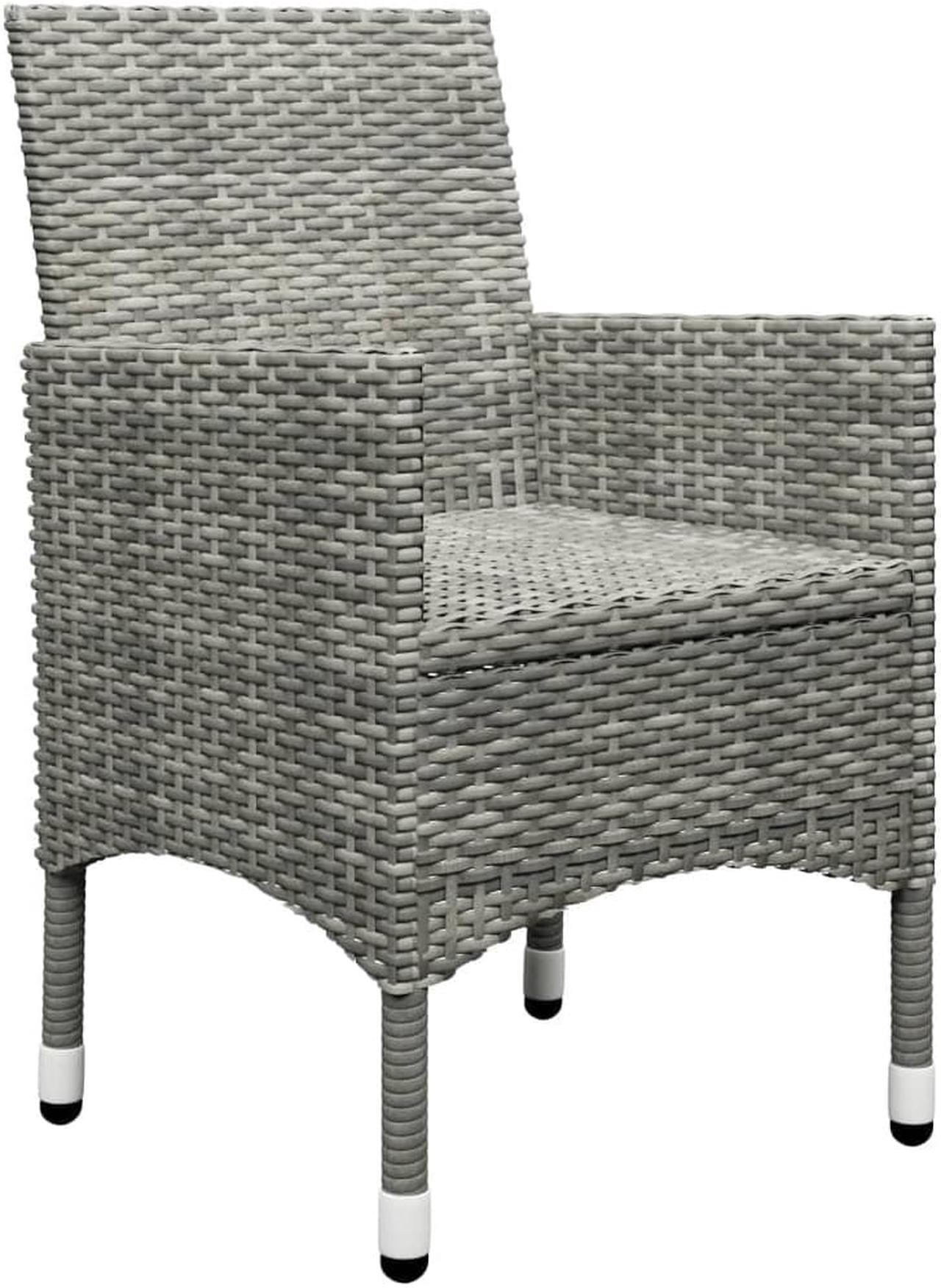 Alt view image 6 of 7 - vidaXL Patio Bistro Set Table 3 Piece Poly Rattan and Tempered Glass Gray