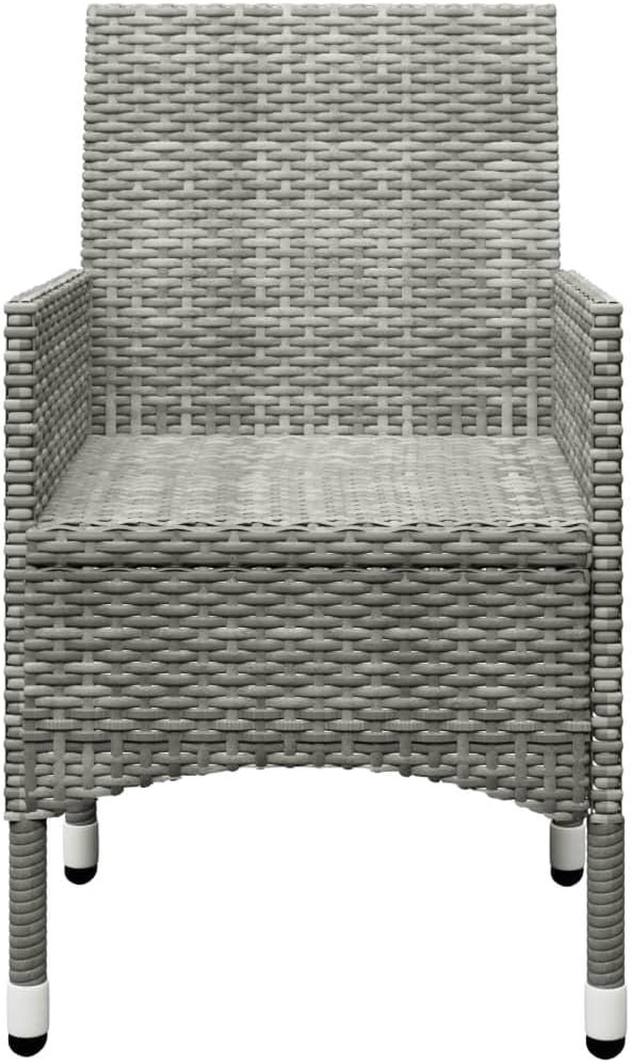 Alt view image 7 of 7 - vidaXL Patio Bistro Set Table 3 Piece Poly Rattan and Tempered Glass Gray