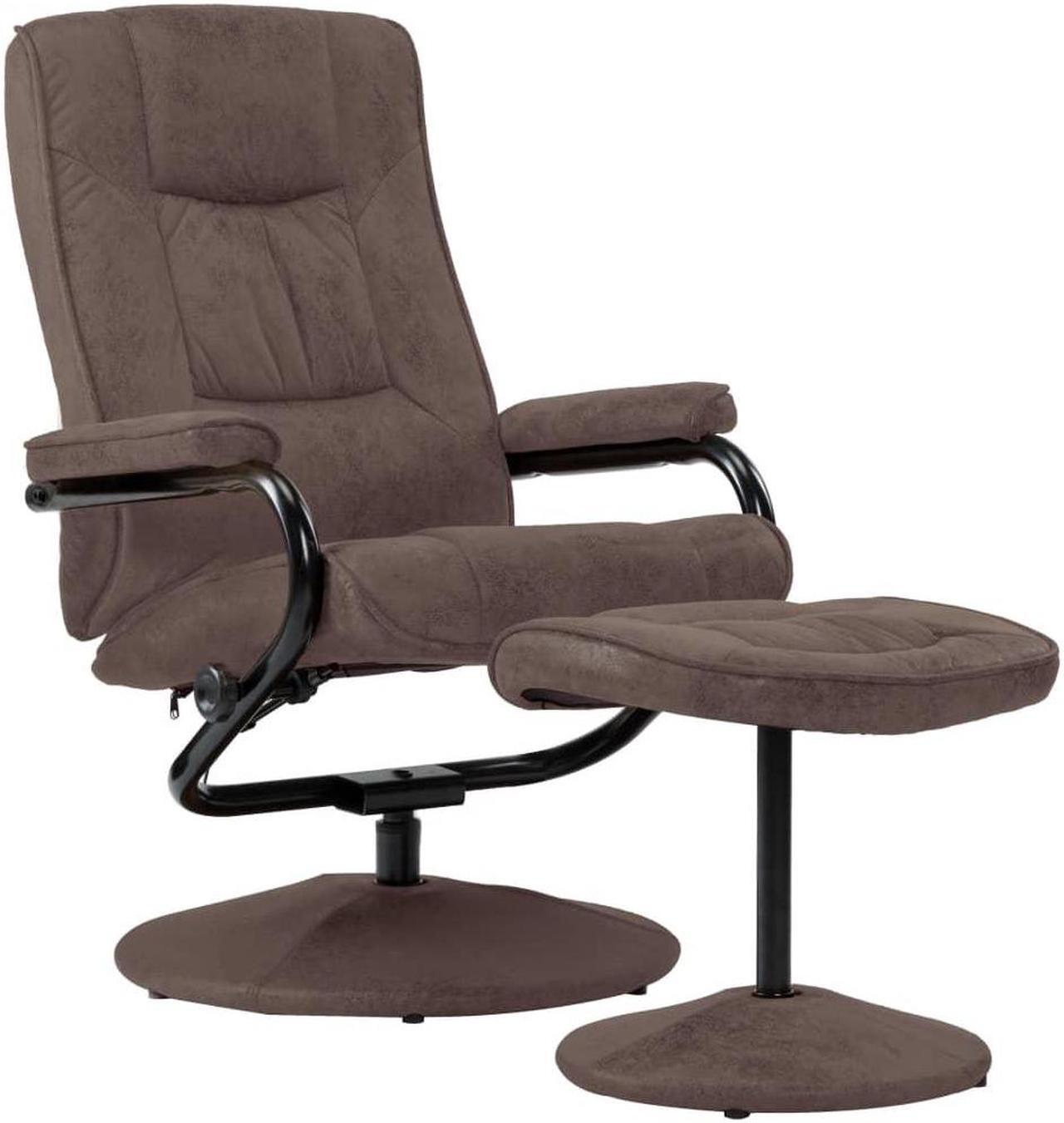 Main image of vidaXL Recliner Swivel Recliner Armchair with Footrest Brown Faux Suede Leather