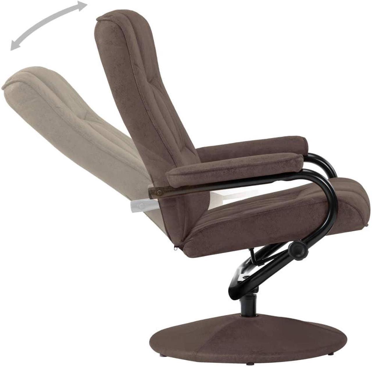 Alt view image 2 of 15 - vidaXL Recliner Swivel Recliner Armchair with Footrest Brown Faux Suede Leather