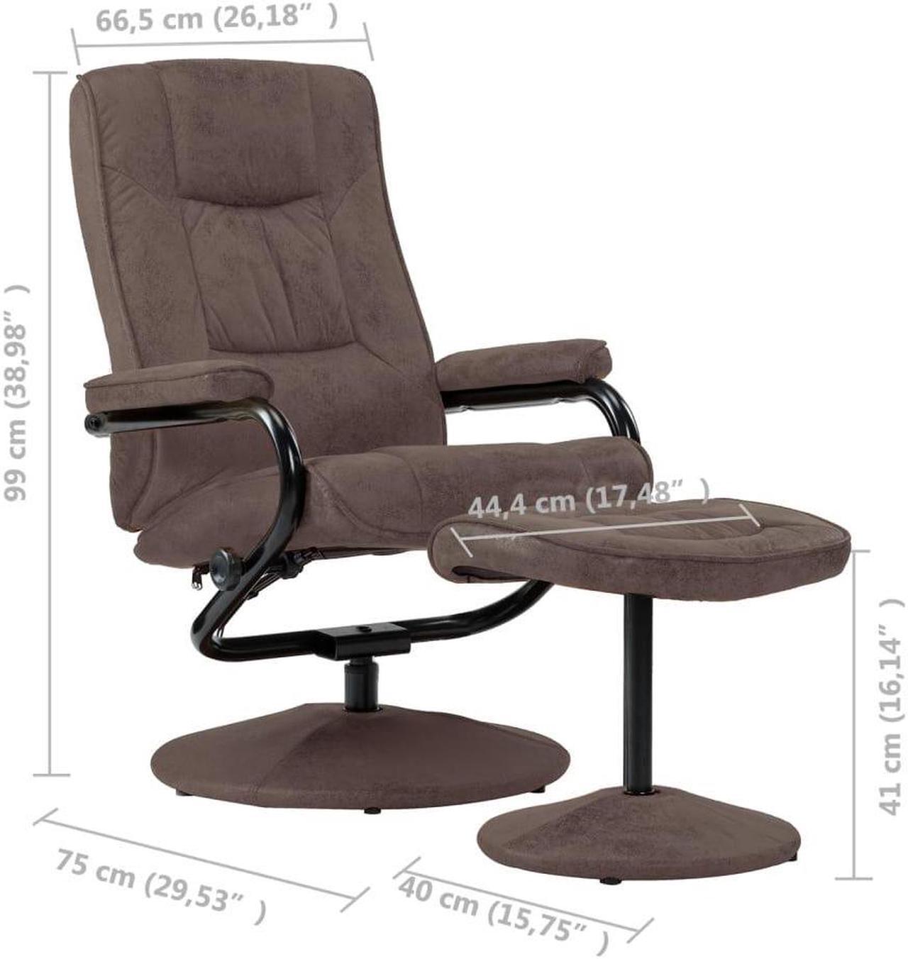 Alt view image 3 of 15 - vidaXL Recliner Swivel Recliner Armchair with Footrest Brown Faux Suede Leather