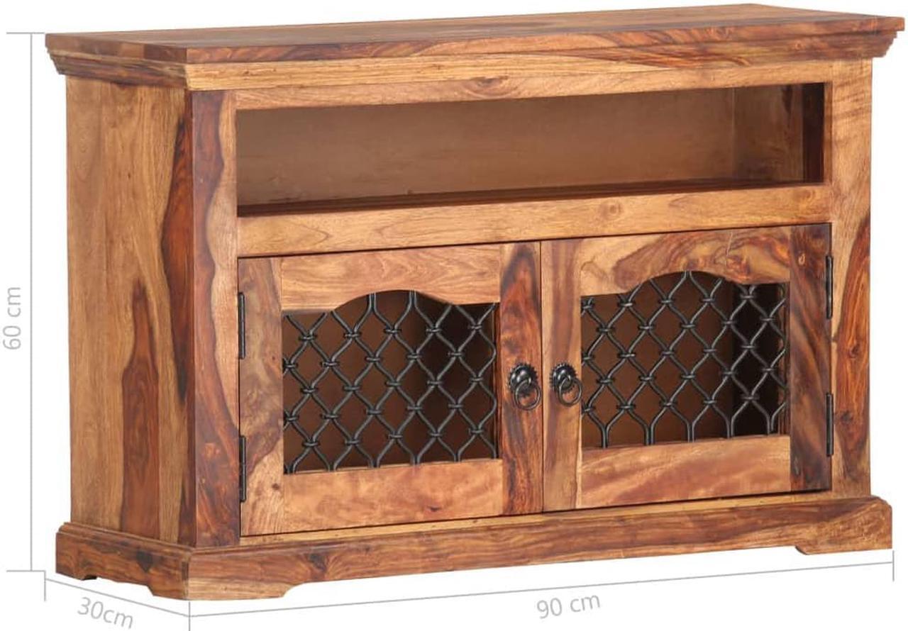 Alt view image 2 of 18 - vidaXL TV Cabinet Light Brown Solid Acacia Wood 35.4 x 11.8 x 23.6 in